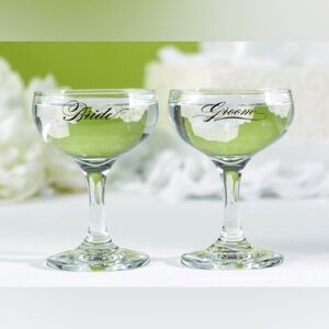 Hortense B. Hewitt Bride & Groom Champagne Coupes - Set of 2